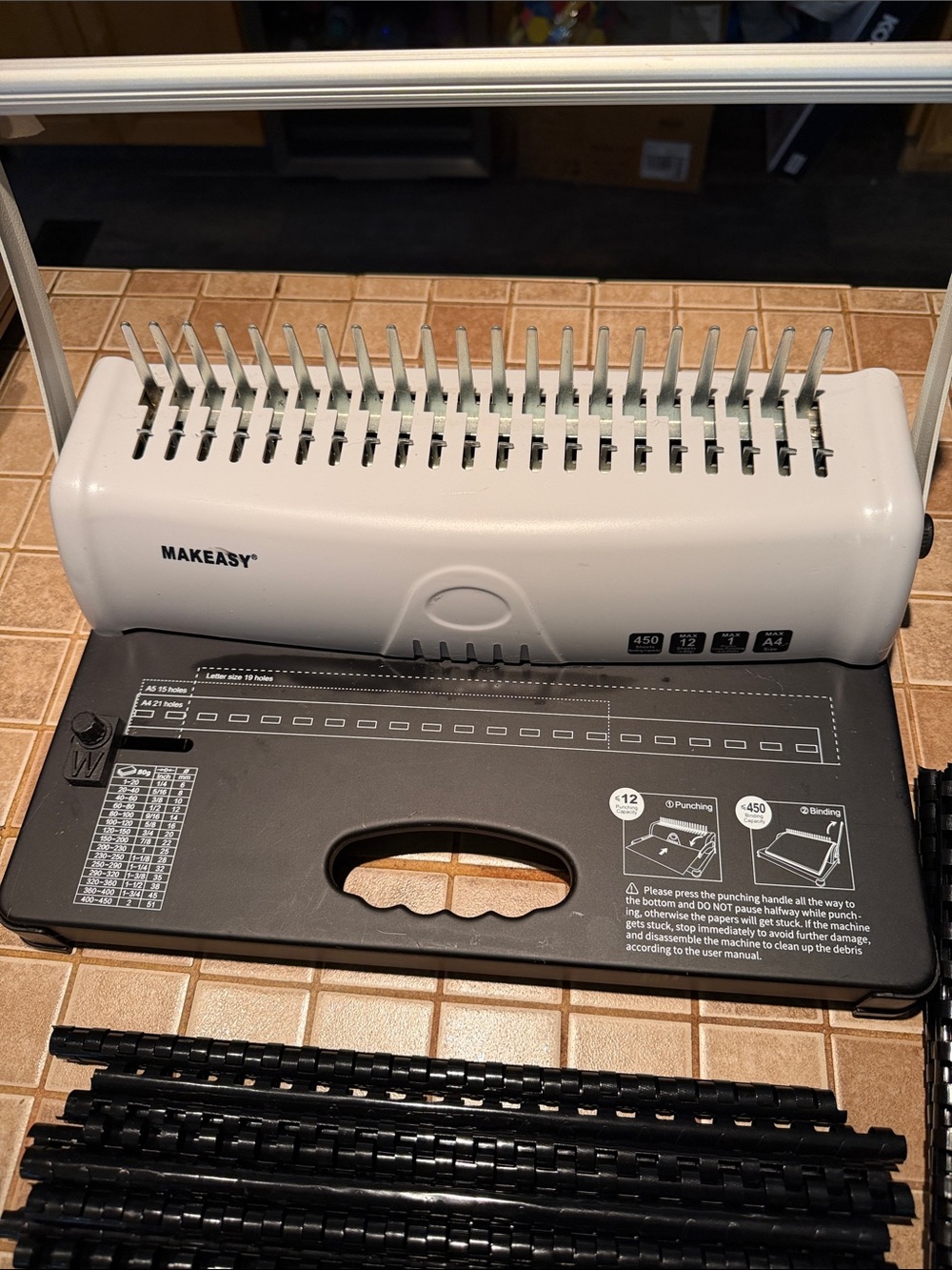 Makeasy White Comb Binding Machine - 450 Sheet Punch & Bind